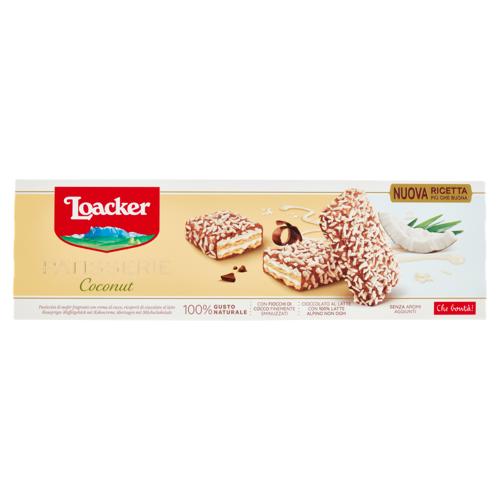 Loacker Wafer Patisserie Coconut Wafers crema cocco ricoperti di cioccolato latte+fiocchi cocco 100g
