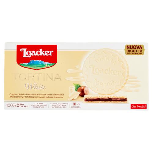 Loacker Tortina White Wafer ricoperto cioccolato bianco con crema nocciole 100% italiane 21gx3