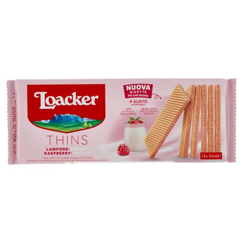 Loacker Wafer Thins Lampone Yogurt con crema ai lamponi con yogurt magro wafers 150g