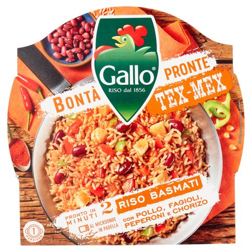 Gallo Bontà Pronte Tex-Mex Riso Basmati con Pollo, Fagioli, Peperoni e Chorizo 220 g