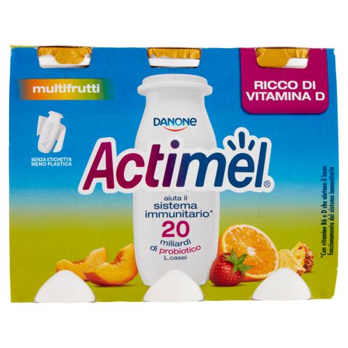 Actimel yogurt da bere arricchito con calcio, vitamina B6 e D, gusto multifrutti 6 x 100 g