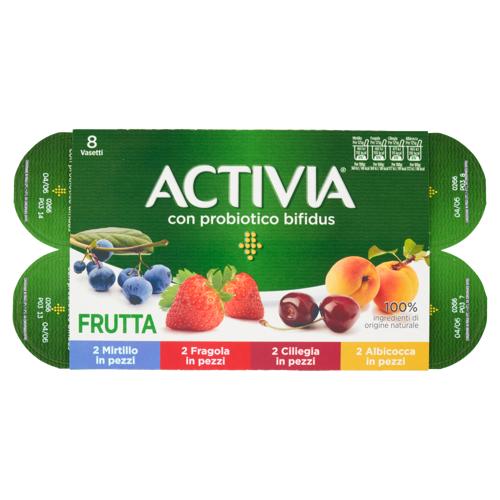Activia Frutta 2 Mirtillo - 2 Fragola - 2 Ciliegia - 2 Albicocca in pezzi 8 x 125 g