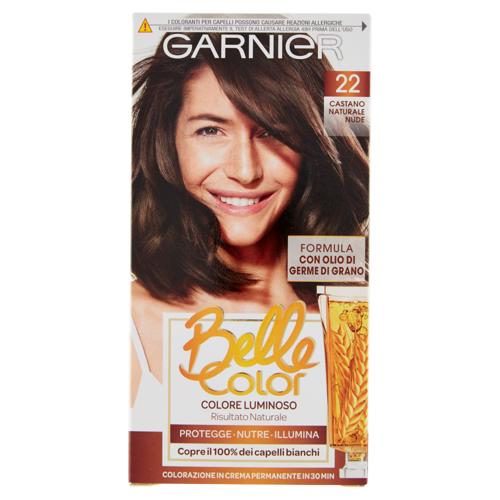 Garnier Belle Color Colore Luminoso, Tinta per Capelli Bianchi 22 Castano Naturale Nude
