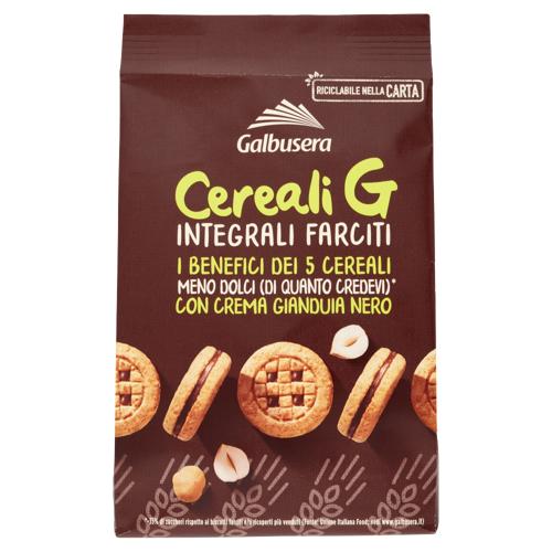 Galbusera Cereali G Integrali Farciti con Crema Gianduia Nero 250 g