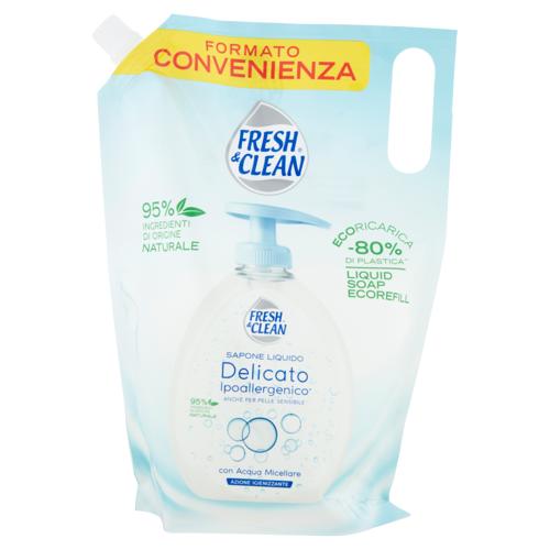 Fresh & Clean Sapone Liquido Delicato Ipoallergenico* con Acqua Micellare Ecoricarica 1000 ml