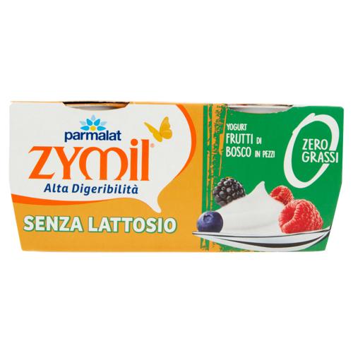 zymil Alta Digeribilità Yogurt Frutti di Bosco in Pezzi Zero Grassi Senza Lattosio 2 x 125 g