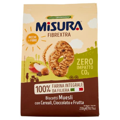 Misura Fibrextra Biscotti Muesli con Cereali, Cioccolato e Frutta 230 g