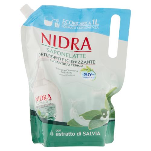 Nidra Saponelatte Detergente Igienizzante con Antibatterico Ecoricarica 1000 mL
