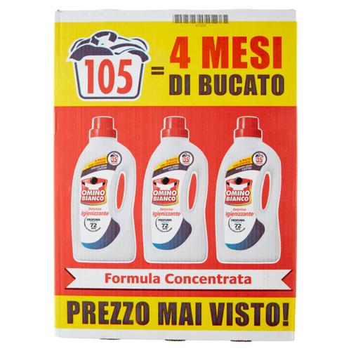 Omino Bianco Detersivo Lavatrice Liquido Igienizzante 3 x 35 Lavaggi 3 x 1400 ml