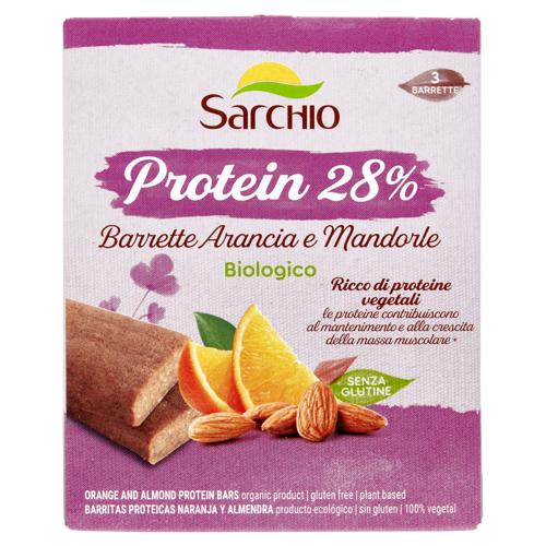 Sarchio Protein 28% Barrette Arancia e Mandorle Biologico 3 x 45 g