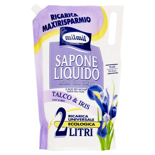 milmil Sapone Liquido Talco & Iris Ricarica Universale Ecologica 2 Litri
