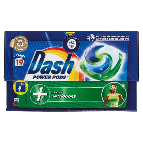 Dash Power Pods Detersivo Lavatrice In Capsule, Azione Anti-Odore, 19 Lavaggi 448,4 g