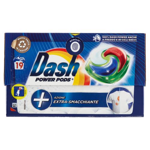 Dash Power Pods Detersivo Lavatrice In Capsule, Azione Extra-Smacchiante, 19 Lavaggi 488,3 g