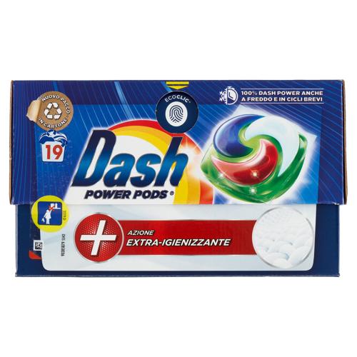 Dash Power Pods Detersivo Lavatrice In Capsule, Azione Extra-Igienizzante, 19 Lavaggi 488,3 g