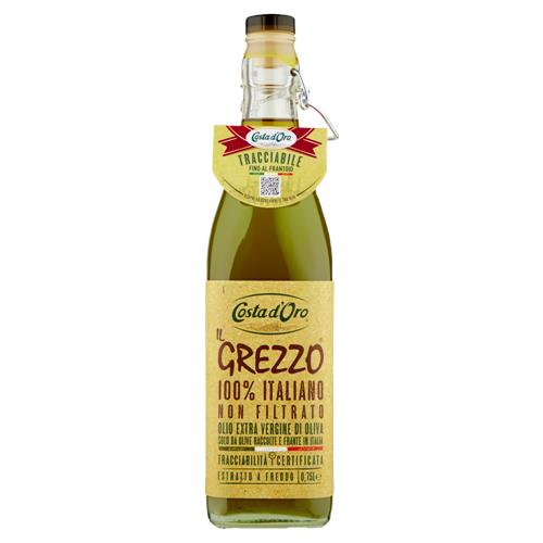 Costa d'Oro il Grezzo 100% Italiano Non Filtrato Olio Extra Vergine di Oliva 0,75 L