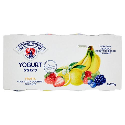 Sterzing Vipiteno Yogurt intero Frutta 2 Fragola, 2 Banana, 2 Frutti di Bosco, 2 Limone 8 x 125 g