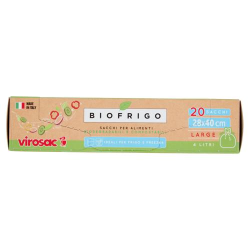 virosac Biofrigo Sacchi per Alimenti Biodegradabili e Compostabili 28x40 cm Large 20 pz