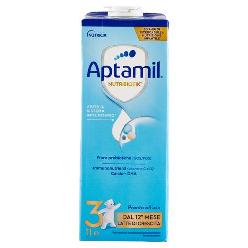 APTAMIL Nutribiotik 3 - Latte di Crescita Liquido, dal 12° mese compiuto al 24°, Fonte di Ferro, 1L