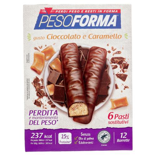Pesoforma gusto Cioccolato Caramello, pasto sostitutivo ricco di fibre, 234 kcal per pasto, 12 x 31g