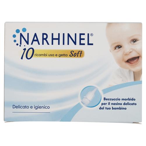 Narhinel ricariche usa e getta soft aspiratore nasale deterge naso bambino e rimuove muco 10 pz