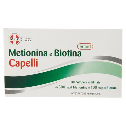 Matt Divisione Pharma Metionina e Biotina retard Capelli 30 compresse 30,6 g