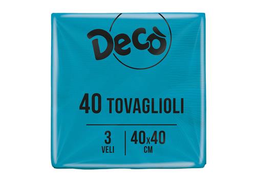 Decò tovaglioli turchesi 3 veli 40 pezzi 40x40