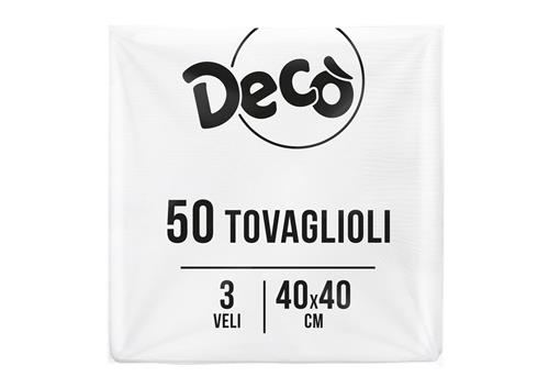 Decò tovaglioli bianchi 3 veli 50 pezzi 40x40