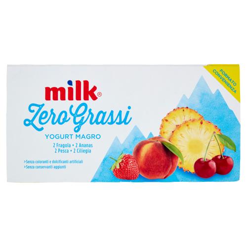 Milk Zero Grassi Yogurt 2 Fragola 2 Ananas 2 Pesca 2 Ciliegia 8 x 125 g