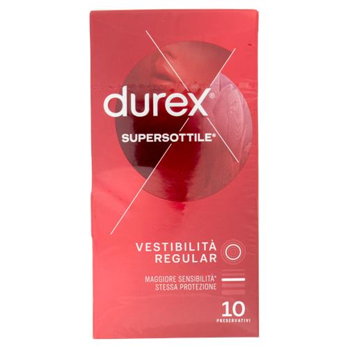 Durex SuperSottile Vestibilità Regolare Preservativi Sottili, 10 Profilattici