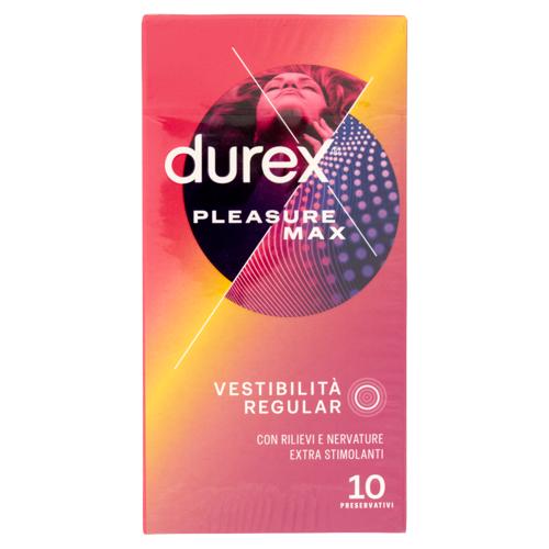 Durex Preservativi Pleasuremax Lubrificati con Rilievi e Nervature Esterne, 10 Profilattici