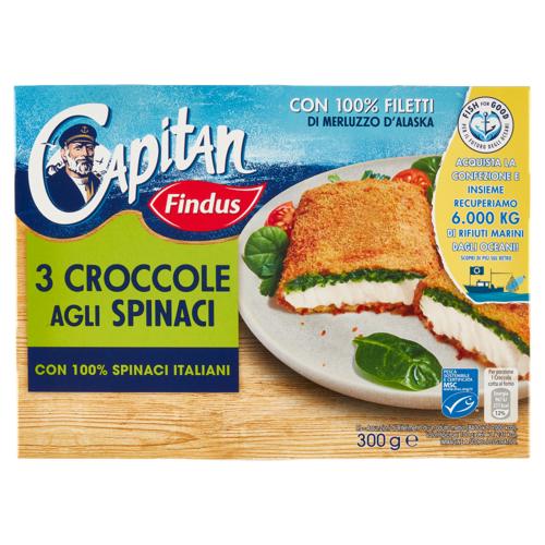 Capitan Findus 3 Croccole agli Spinaci con 100% Filetti di Merluzzo 300 g