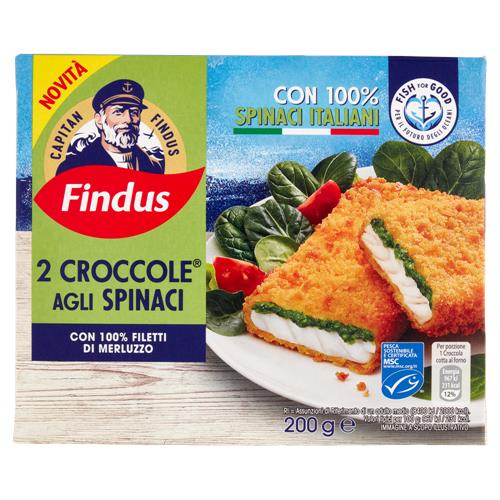 Capitan Findus 2 Croccole agli Spinaci con 100% Filetti di Merluzzo 200 g