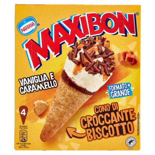 NESTLÉ Maxibon Cono di Croccante Biscotto Vaniglia e Caramello 4 x 79 g