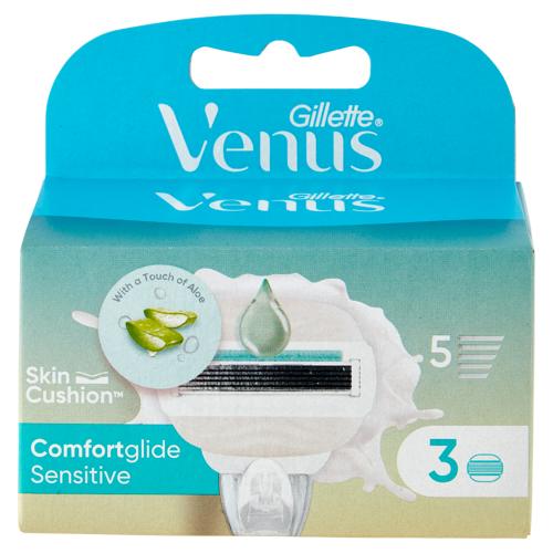 Gillette Venus Comfortglide Sensitive Lamette di ricambio per Rasoio da Donna, 3 Ricariche