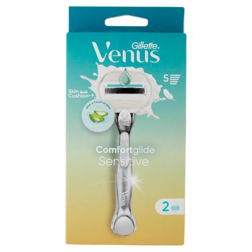 Gillette Venus Comfortglide Sensitive Rasoio Donna a 5 Lame, 1 Manico + 2 Lamette 