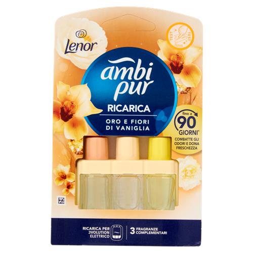 Ambi Pur Profumatore per Ambienti Elettrico Ricarica 3Volution, Oro e Fiori di Vaniglia 20ml