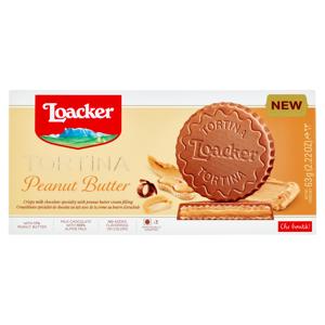 Loacker Tortina Peanut Butter Wafer ricoperto di cioccolato al latte con crema alle arachidi 21gx3