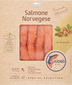 Fjord Salmone Norvegese Finemente Affumicato con Pistacchio 0,100 kg