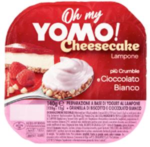 OH MY YOMO CHEESECAKE LAMPONE PIù CRUMBLE E CIOCCOLATO BIANCO G140