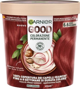 Garnier GOOD 6.6 Rosso Melograno, colorazione permanente senza ammoniaca, 90% di origine naturale