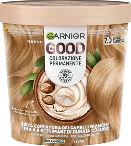 Garnier GOOD 7.0 Biondo Caramello, colorazione permanente senza ammoniaca, 90% di origine naturale