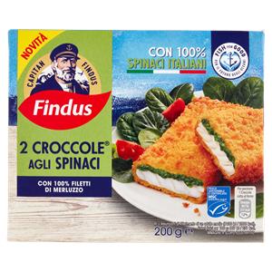 Capitan Findus 2 Croccole agli Spinaci con 100% Filetti di Merluzzo 200 g