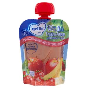 MELLIN Merenda di Frutta 100% Mela, Fragola e Banana Pouch 90 g