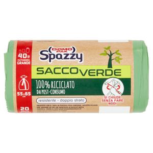 Domopak Spazzy Sacco Verde 100% Riciclato da Post-Consumo 40 lt 55x65 cm 20 pz