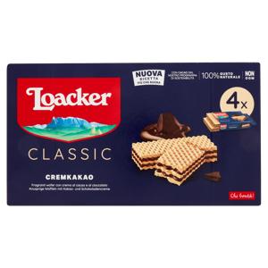 Loacker Wafer Classic Cremkakao Wafers con crema di cioccolato e cacao nobile dell'Ecuador 4 x 45 g