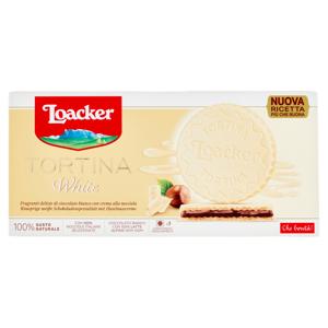 Loacker Tortina White Wafer ricoperto cioccolato bianco con crema nocciole 100% italiane 21gx3