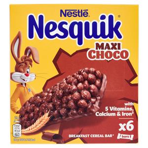 NESQUIK Maxi Choco Barrette di cereali con cioccolato al latte 6 snack da 25 g