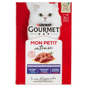 PURINA GOURMET Mon Petit Filettini Intense cotti in Salsa (Tonno / Salmone / Trota) 6x50g