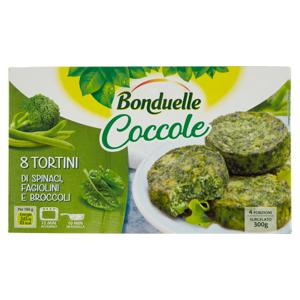 Bonduelle Coccole 8 Tortini di Spinaci, Fagiolini e Broccoli Surgelato 300 g