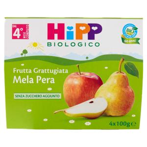 HiPP Biologico Frutta Grattugiata Mela Pera 4 x 100 g